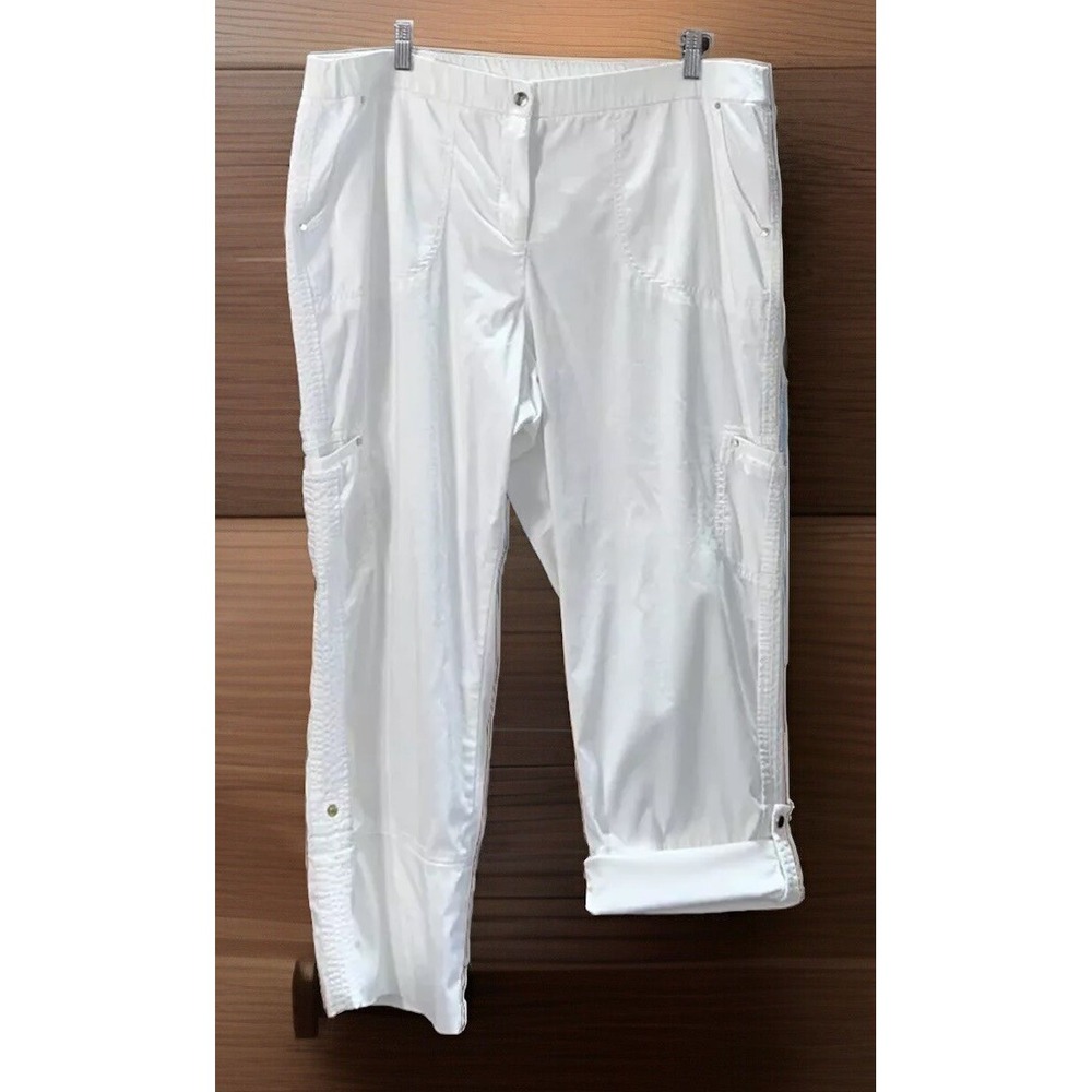 Chicos White Jennet‎ crop Stretch Pants Sz XL (3) Lightweight Petite